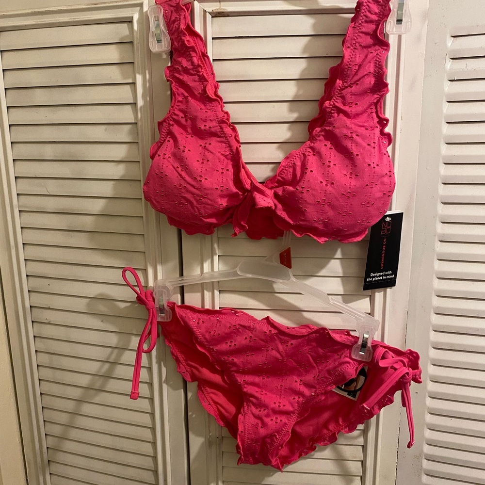 Pink Eyelet Bikini Set